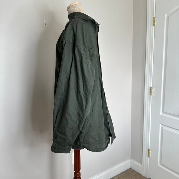 Carhartt Olive Green Flannel Lined Duck Canvas Snap Button Jacket Men's XL - Picture 4 of 10